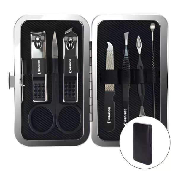 Kit Manicure Completo 7 Peças em Aço Inoxidável com Estojo